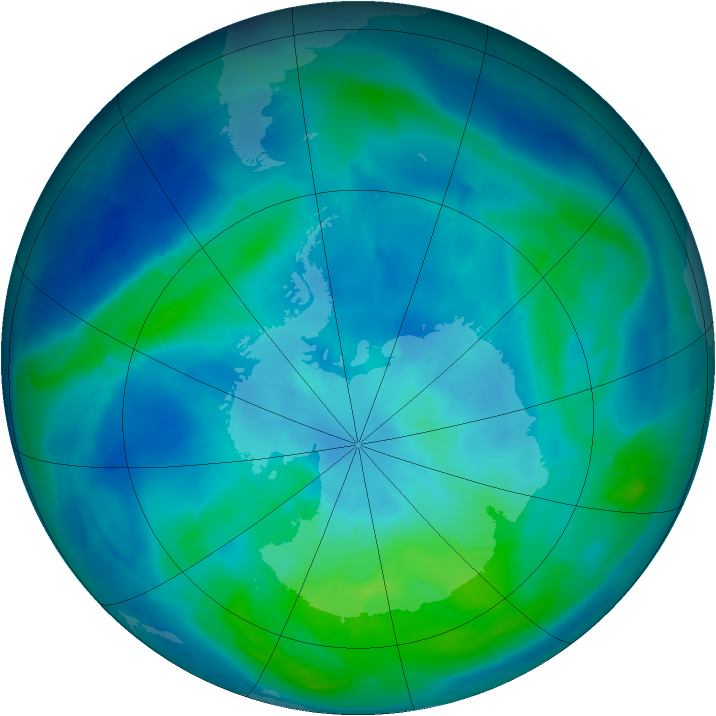 Antarctic ozone map for 18 March 2014
